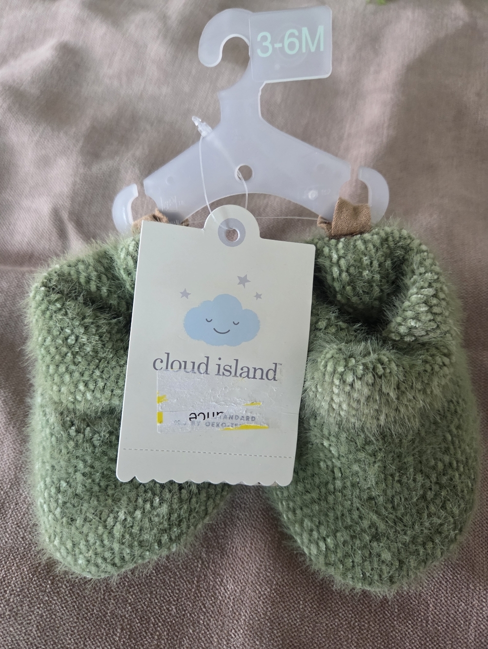 Cloud Island Green Baby Knit Booties - 3-6M new